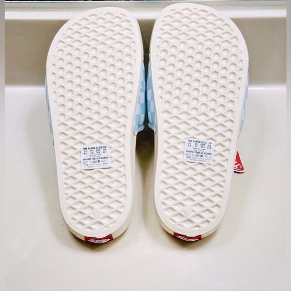 SOLD😃 NIB VANS Women’s Slides Baby Blue & White Checkerboard Slide 8 - Picture 7 of 11